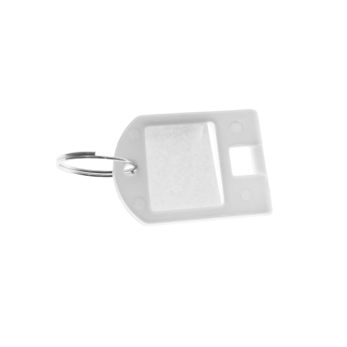 Breloc alb, 40 x 28 mm, cu eticheta de identificare si inel de prindere, Key Ring Tag, din plastic [5]