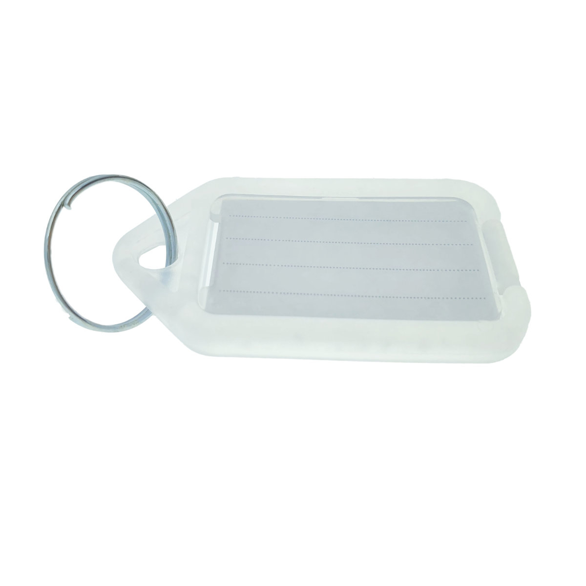 Breloc alb, 55 x 30 mm, cu eticheta identificare si inel de prindere, Key Ring Tag, din plastic [1]