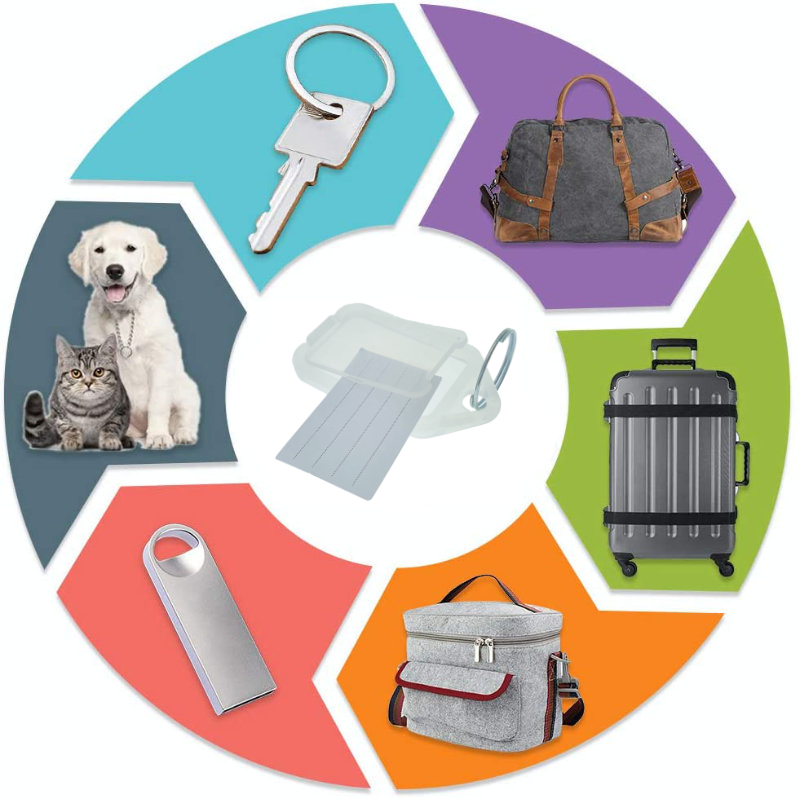 Breloc alb, 55 x 30 mm, cu eticheta identificare si inel de prindere, Key Ring Tag, din plastic [6]