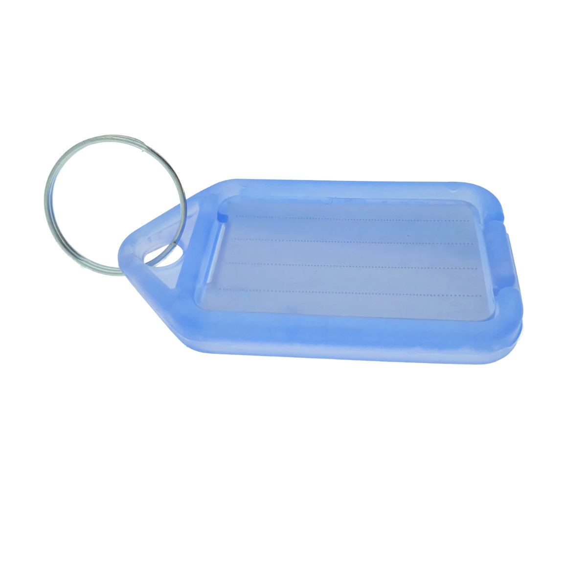Breloc albastru, 55 x 30 mm, cu eticheta identificare si inel de prindere, Key Ring Tag, din plastic [1]