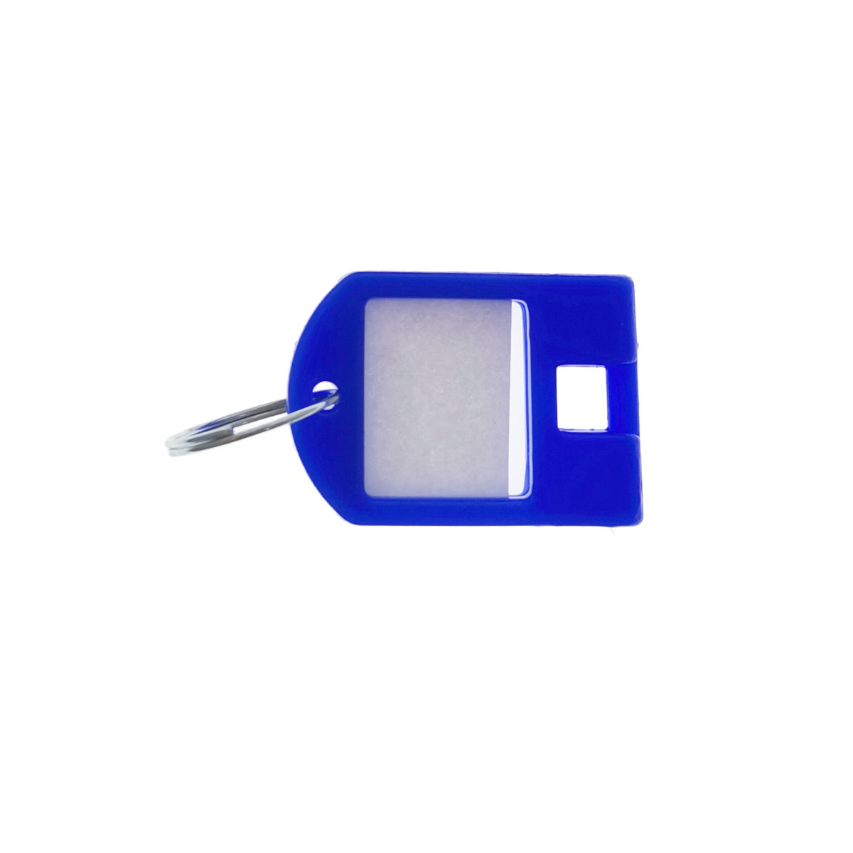 Breloc albastru intens, 40 x 28 mm, cu eticheta de identificare si inel de prindere, Key Ring Tag, din plastic [1]