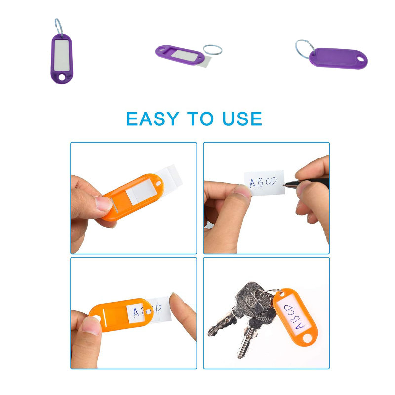 Breloc mov cu eticheta identificare si inel de prindere, Key Ring Tag, 52 x 22 mm, din plastic [9]