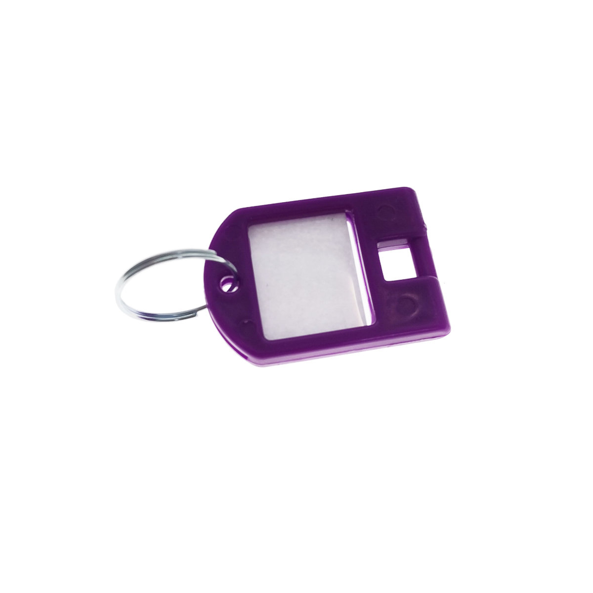 Breloc mov intens, 40 x 28 mm, cu eticheta de identificare si inel de prindere, Key Ring Tag, din plastic [6]