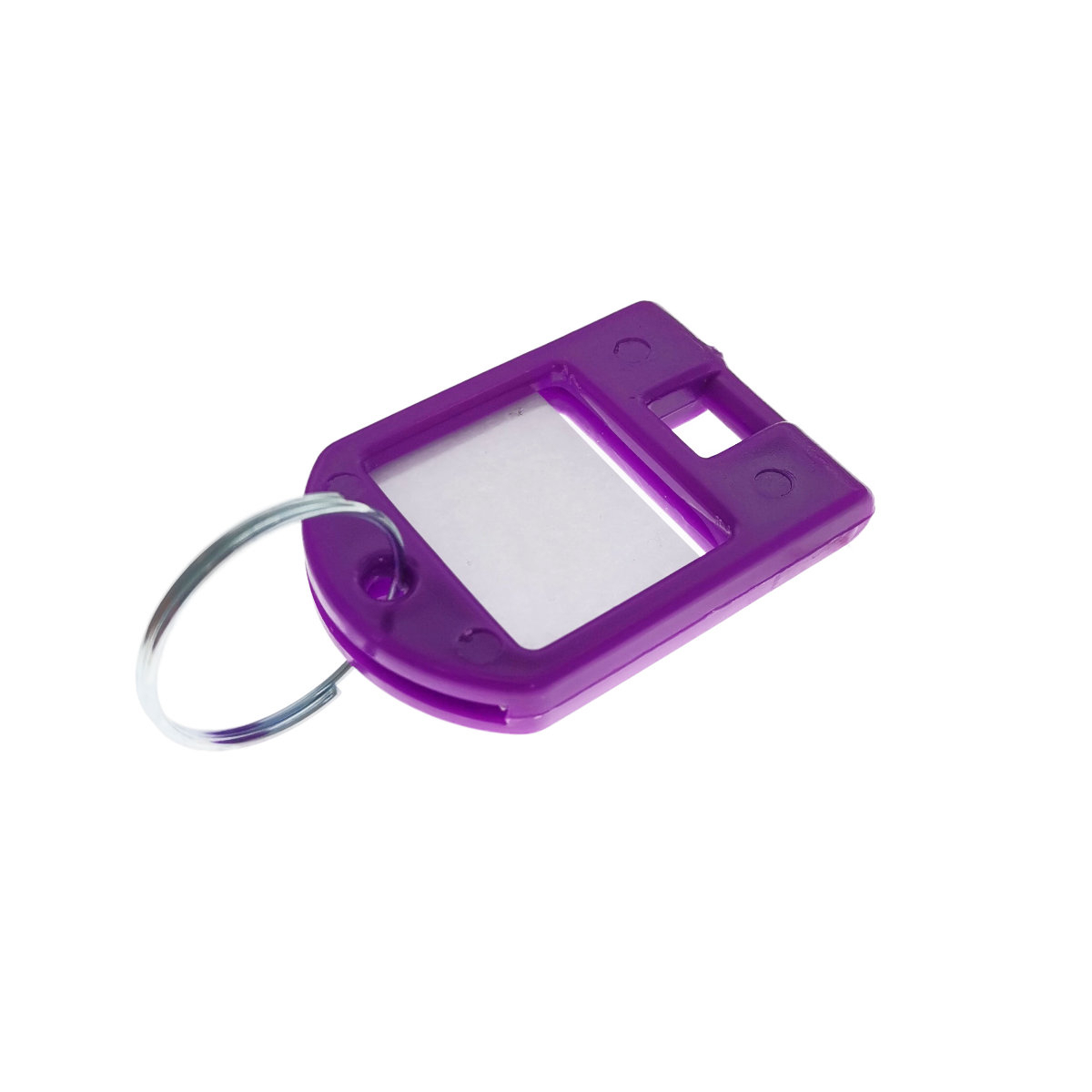 Breloc mov intens, 40 x 28 mm, cu eticheta de identificare si inel de prindere, Key Ring Tag, din plastic [2]