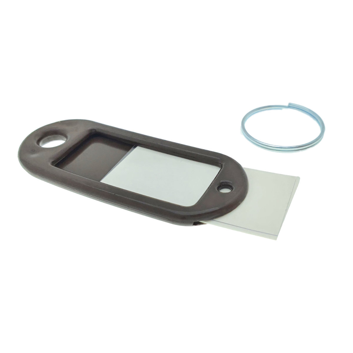 Breloc negru cu eticheta identificare si inel de prindere, Key Ring Tag, 52 x 22 mm, din plastic [2]