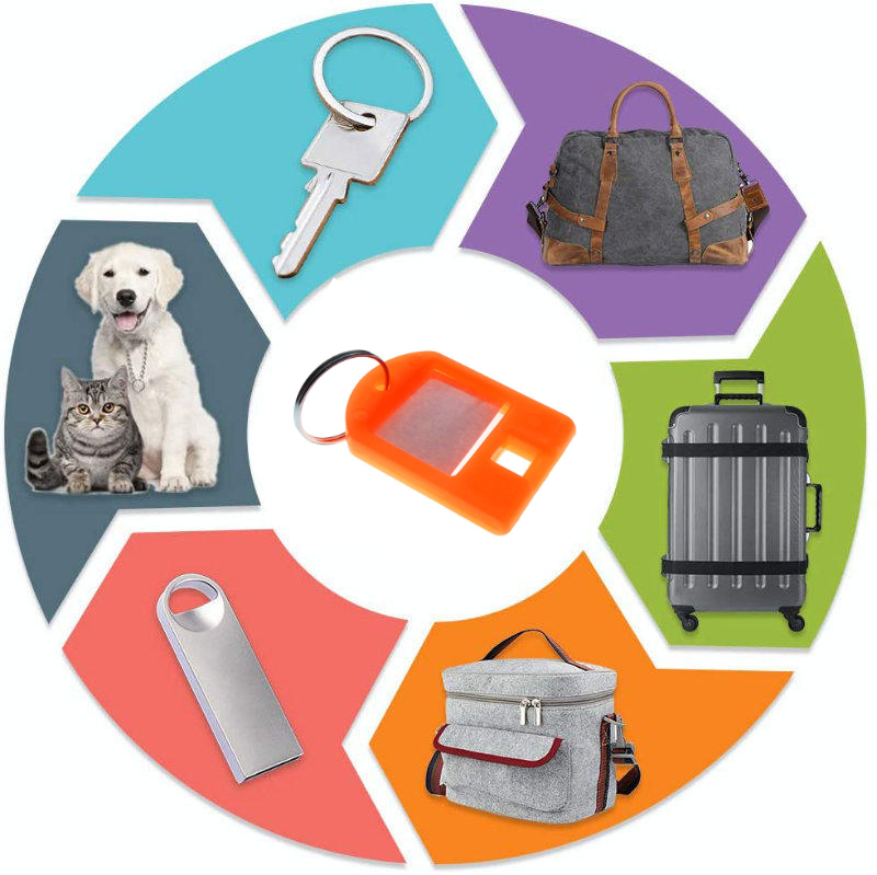 Breloc portocaliu, 40 x 28 mm, cu eticheta de identificare si inel de prindere, Key Ring Tag, din plastic [10]
