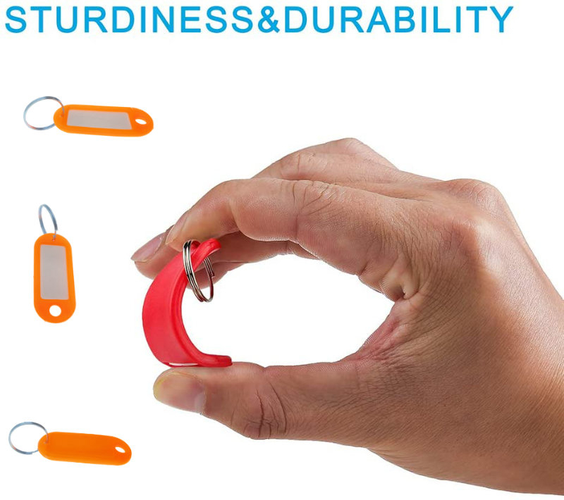 Breloc portocaliu cu eticheta identificare si inel de prindere, Key Ring Tag, 52 x 22 mm, din plastic [7]