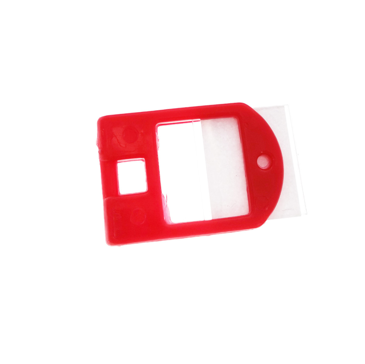 Breloc rosu, 40 x 28 mm, cu eticheta de identificare si inel de prindere, Key Ring Tag, din plastic [7]