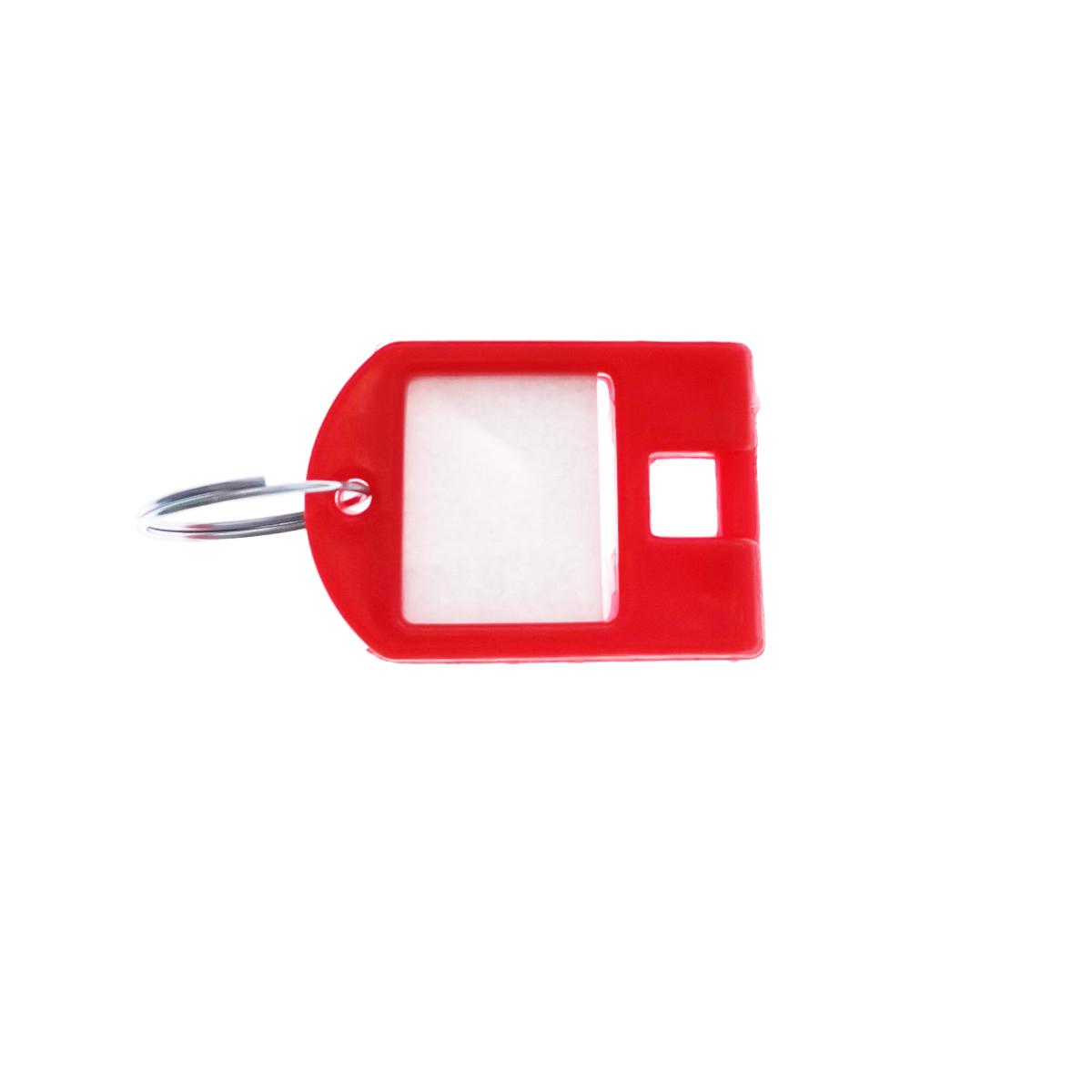 Breloc rosu, 40 x 28 mm, cu eticheta de identificare si inel de prindere, Key Ring Tag, din plastic [5]