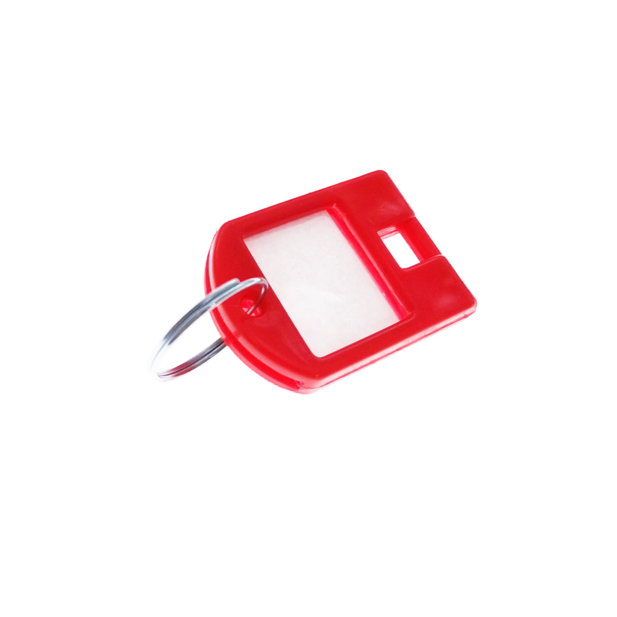 Breloc rosu, 40 x 28 mm, cu eticheta de identificare si inel de prindere, Key Ring Tag, din plastic [6]