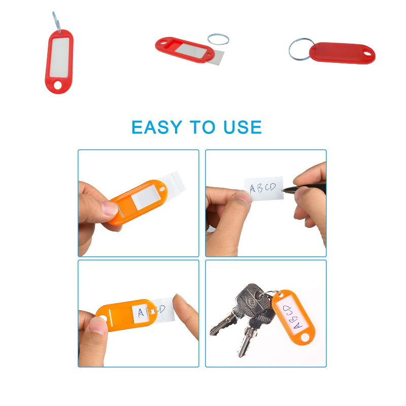 Breloc rosu cu eticheta identificare si inel de prindere, Key Ring Tag, 52 x 22 mm, din plastic [9]