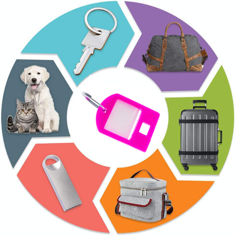 Breloc roz, 40 x 28 mm, cu eticheta de identificare si inel de prindere, Key Ring Tag, din plastic [10]