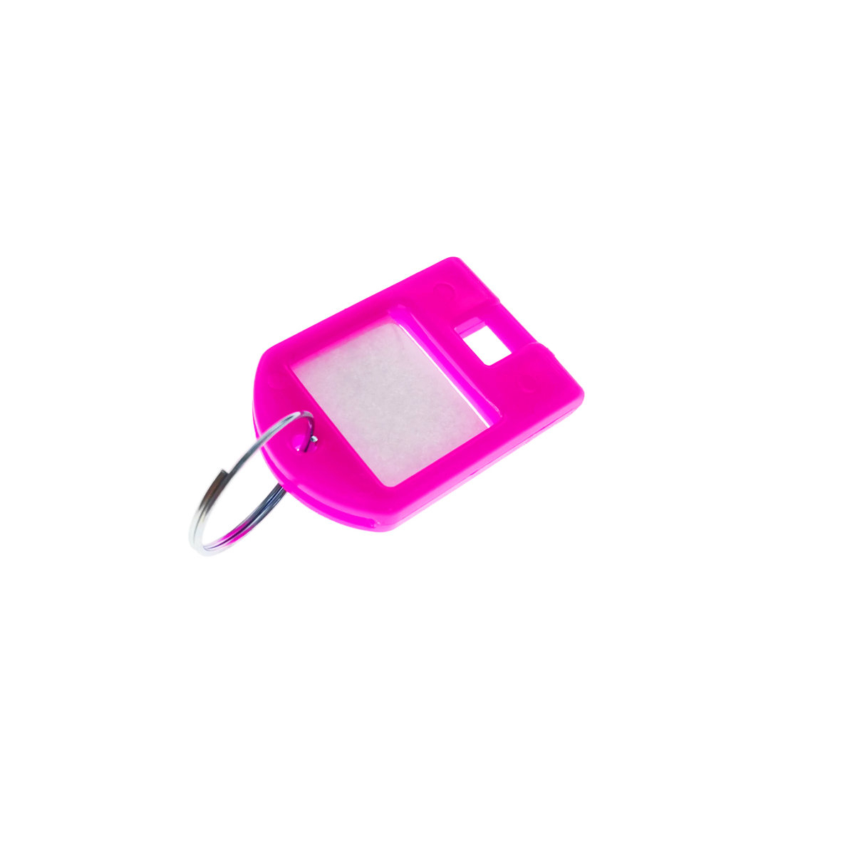 Breloc roz, 40 x 28 mm, cu eticheta de identificare si inel de prindere, Key Ring Tag, din plastic [1]
