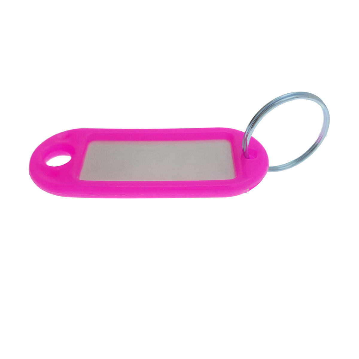 Breloc roz cu eticheta identificare si inel de prindere, Key Ring Tag, 52 x 22 mm, din plastic [1]
