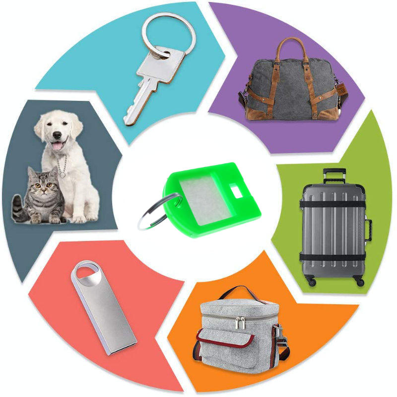 Breloc verde, 40 x 28 mm, cu eticheta de identificare si inel de prindere, Key Ring Tag, din plastic [8]
