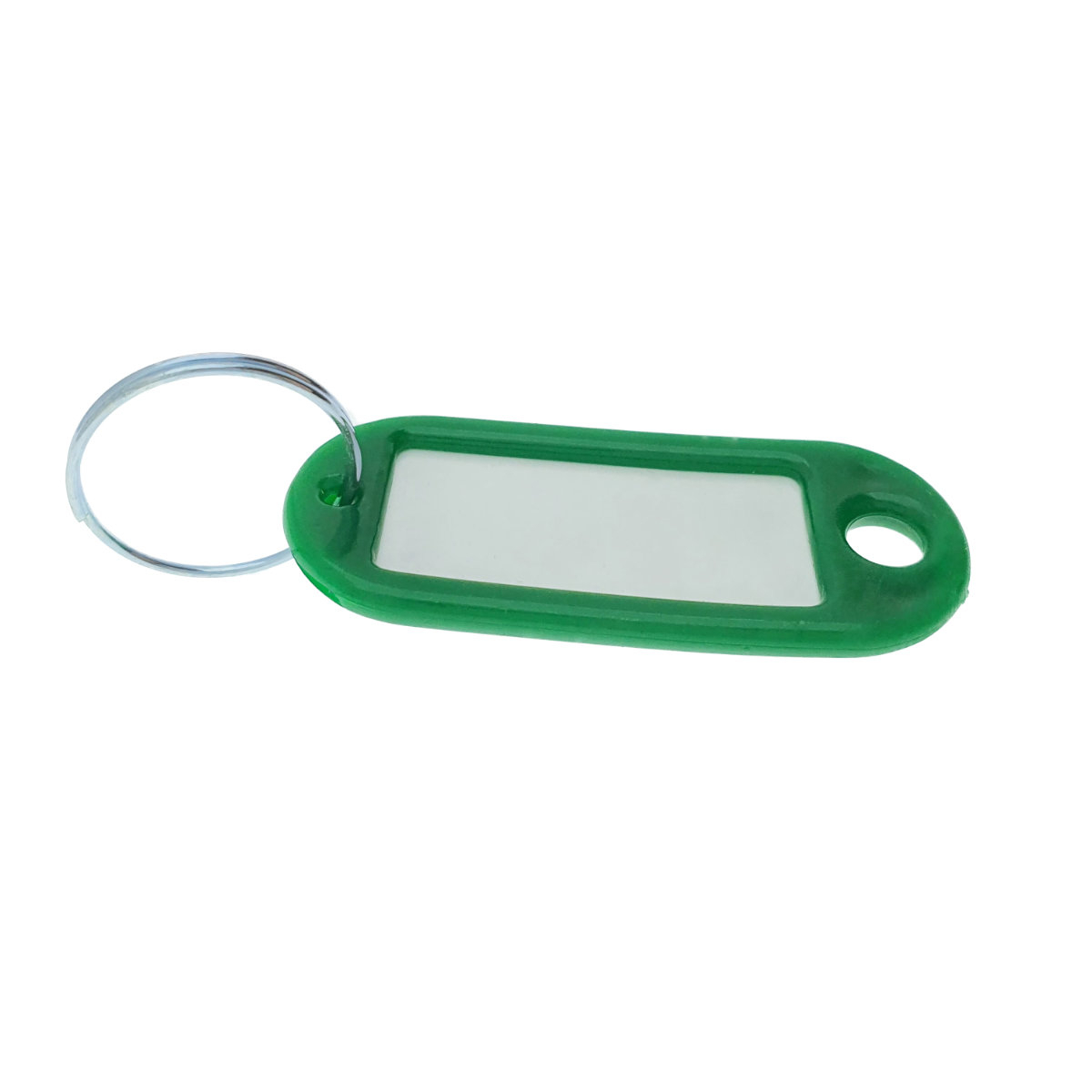 Breloc verde intens cu eticheta identificare si inel de prindere, Key Ring Tag, 52 x 22 mm, din plastic [1]
