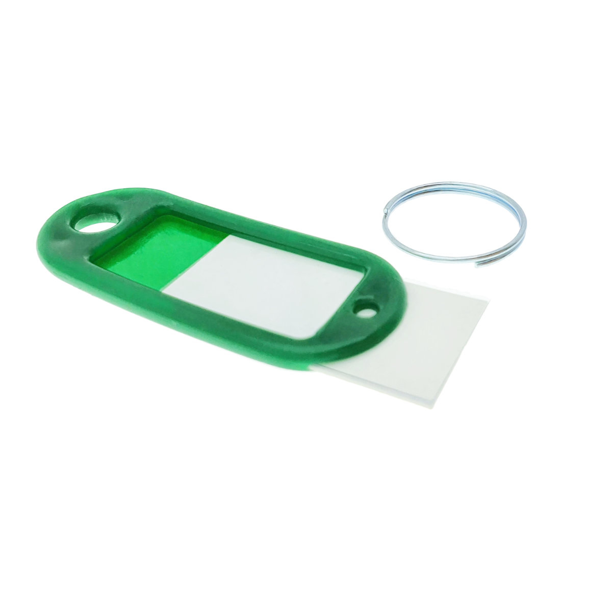 Breloc verde intens cu eticheta identificare si inel de prindere, Key Ring Tag, 52 x 22 mm, din plastic [3]