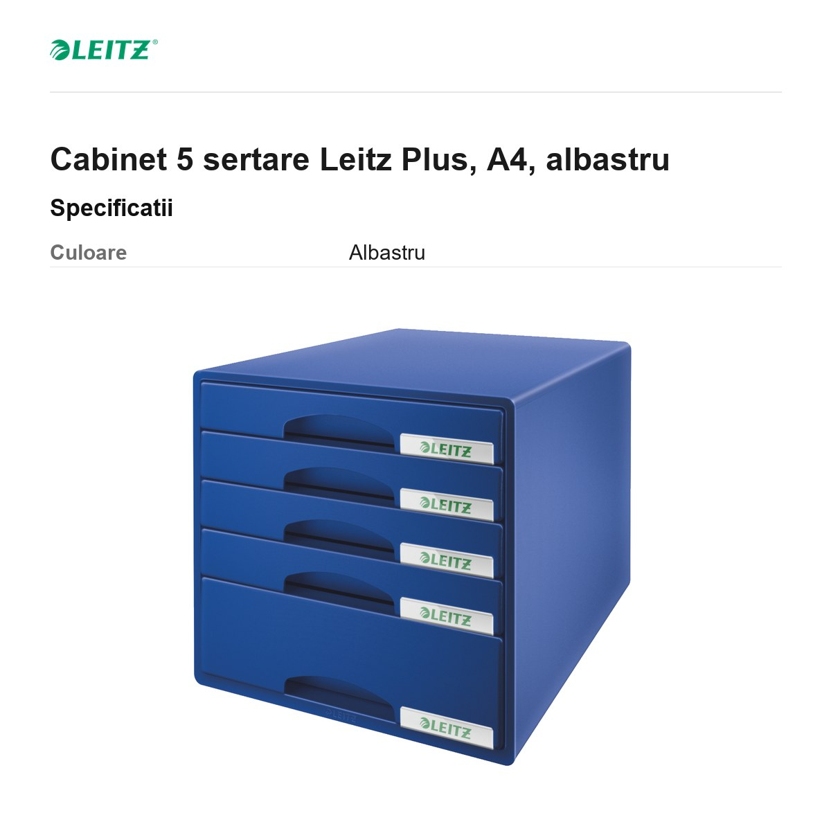 Cabinet 5 sertare Leitz Plus, A4, albastru [3]