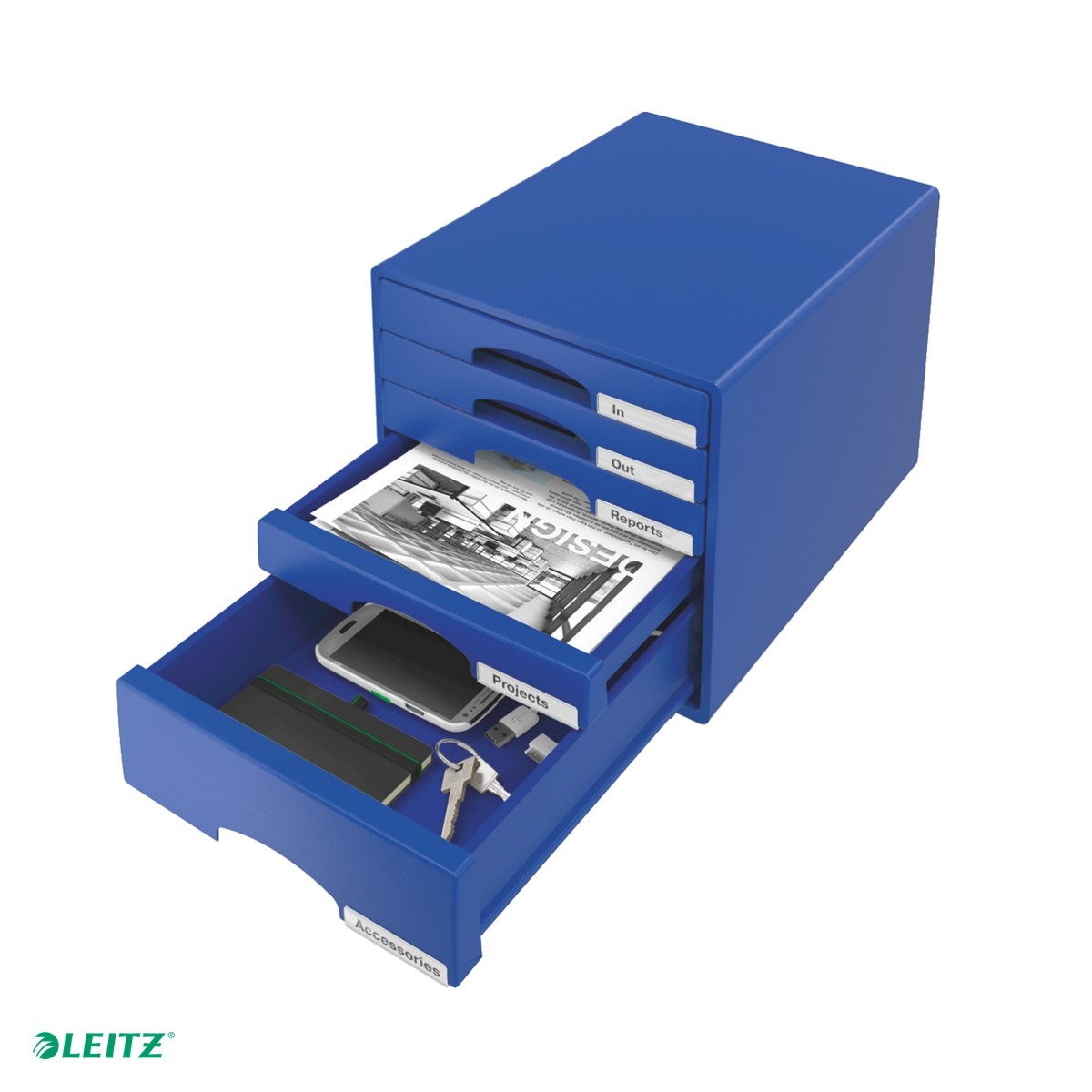 Cabinet 5 sertare Leitz Plus, A4, albastru [4]
