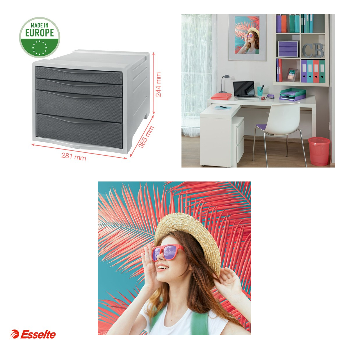 Cabinet cu sertare Esselte Colour'Breeze, 4 sertare, PS, A4, pentru arhivare, lavanda [4]