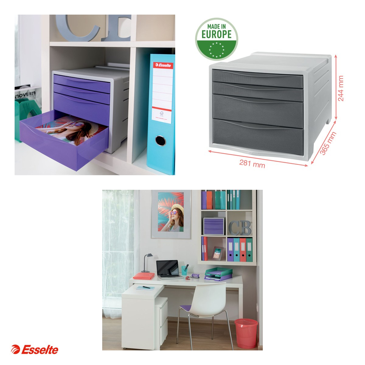 Cabinet cu sertare Esselte Colour'Breeze, 4 sertare, PS, A4, pentru arhivare, verde [4]