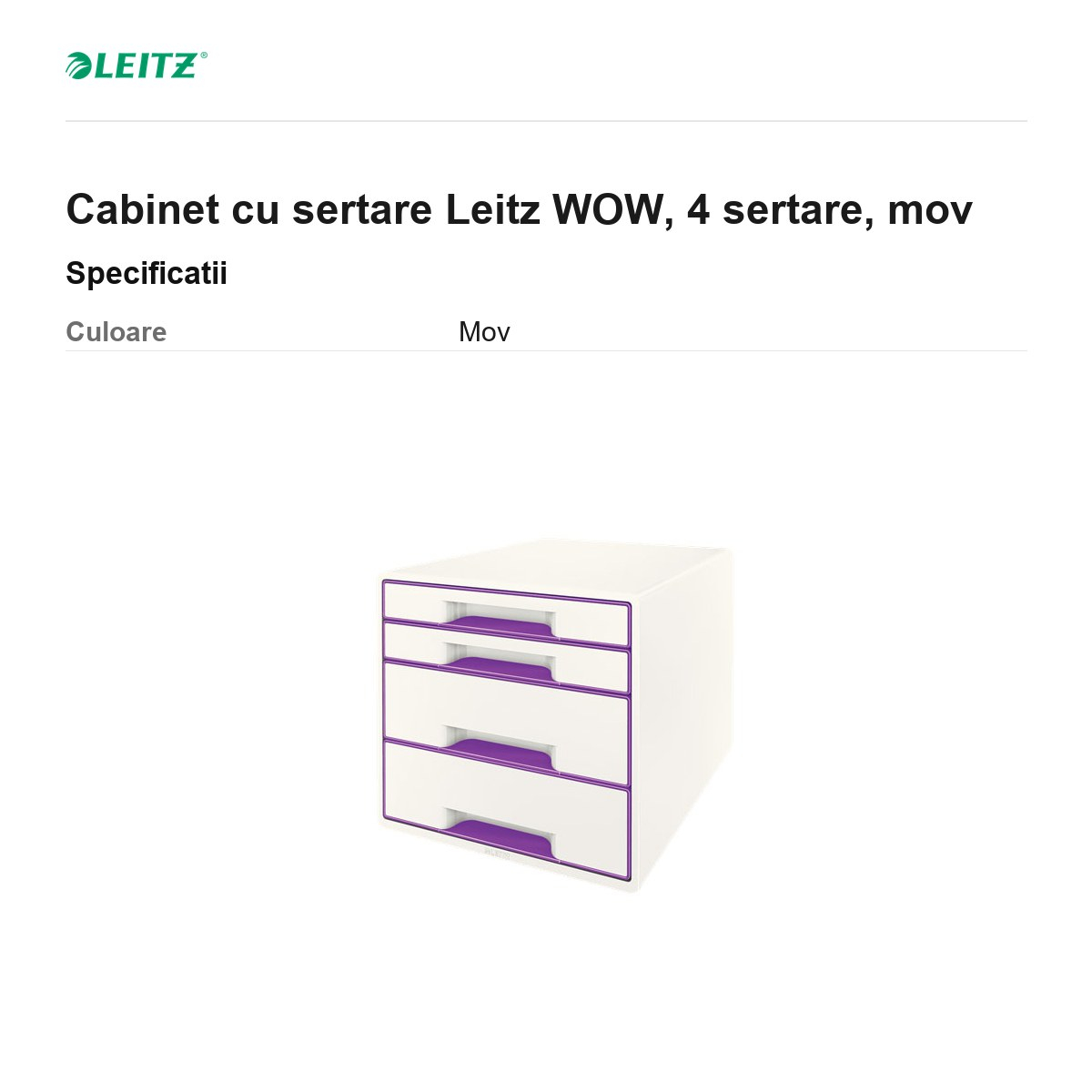 Cabinet cu sertare Leitz WOW, 4 sertare, mov [3]
