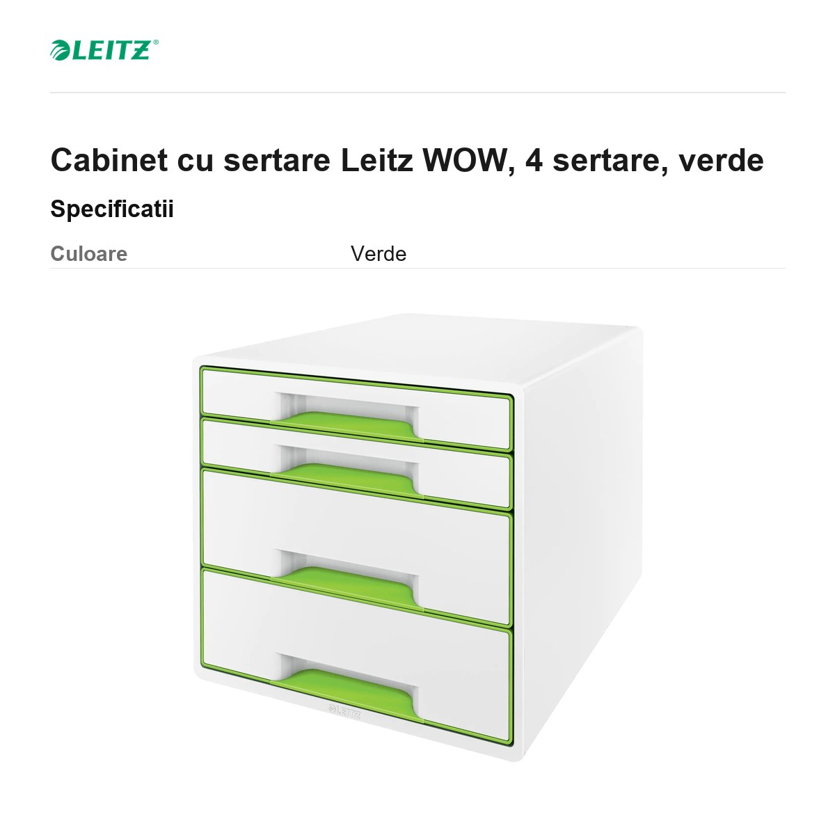 Cabinet cu sertare Leitz WOW, 4 sertare, verde [3]