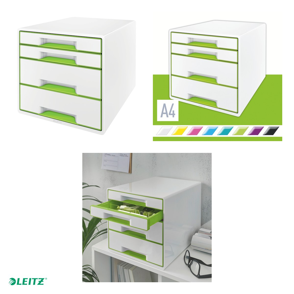 Cabinet cu sertare Leitz WOW, 4 sertare, verde [4]