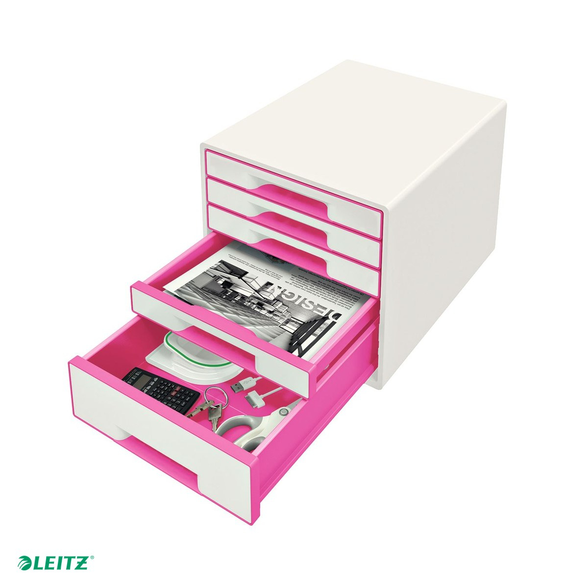 Cabinet cu sertare Leitz WOW, 5 sertare, roz [4]