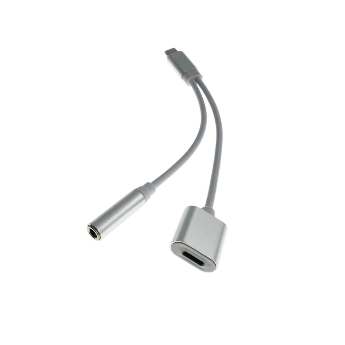 Cablu adaptor 2in1 lightning la jack 3.5mm si incarcare lightning, lungime 12cm [7]
