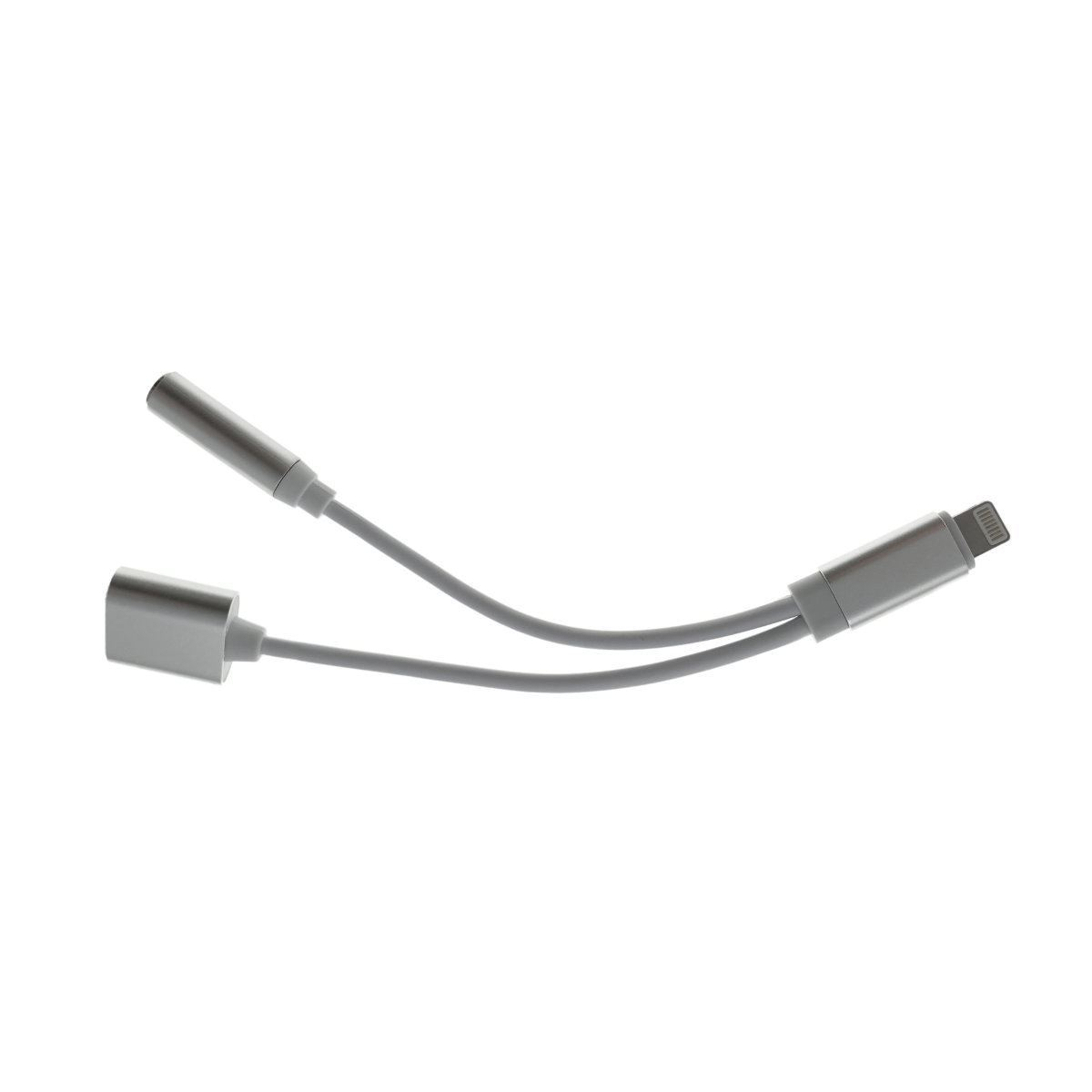 Cablu adaptor 2in1 lightning la jack 3.5mm si incarcare lightning, lungime 12cm [6]