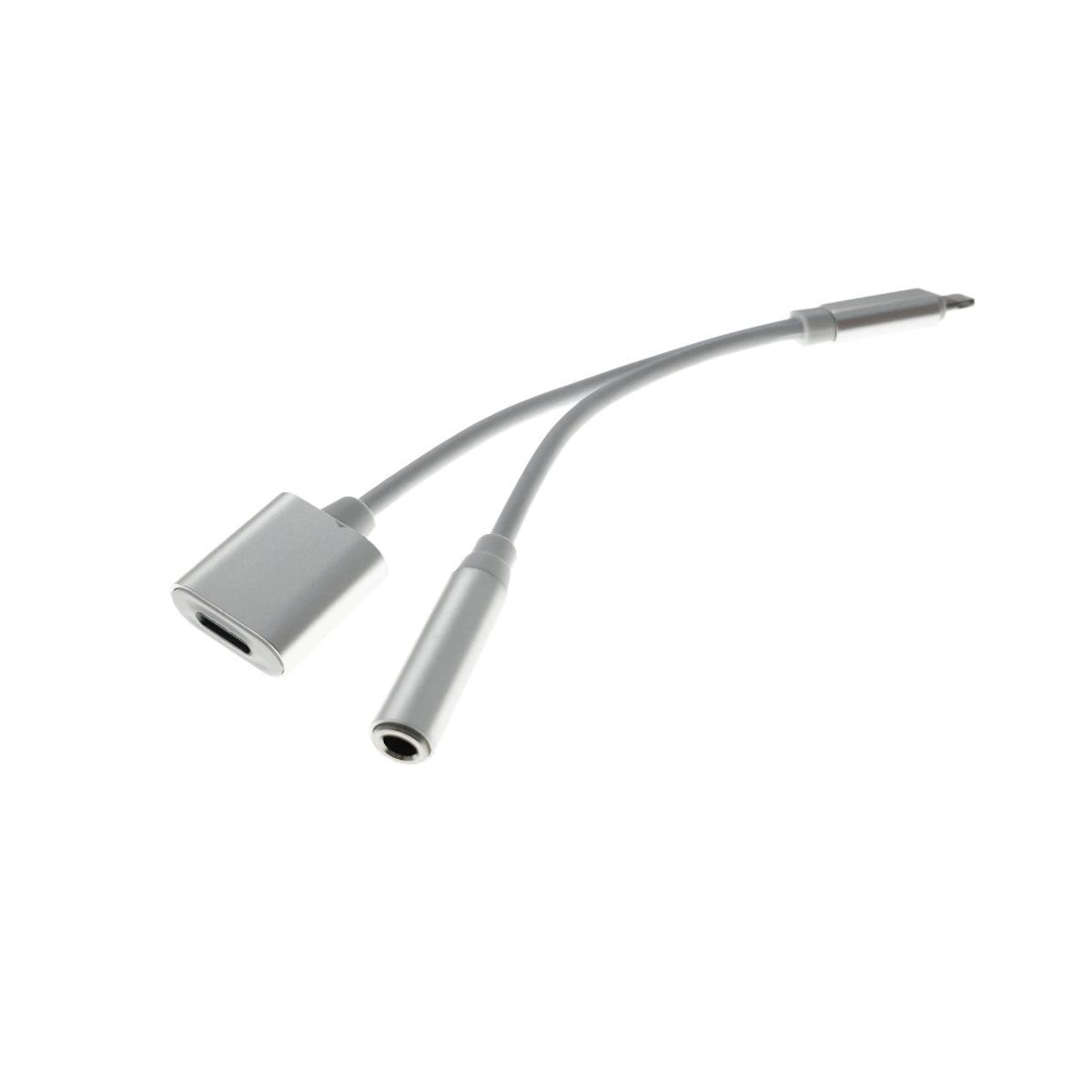Cablu adaptor 2in1 lightning la jack 3.5mm si incarcare lightning, lungime 12cm [9]