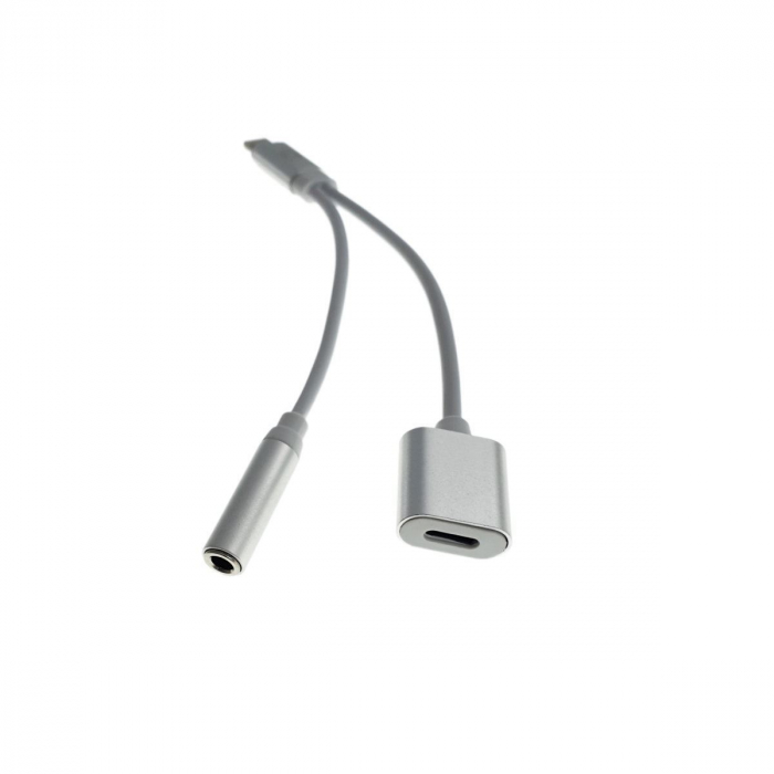 Cablu adaptor 3in1 lightning la jack 3.5mm, incarcare lightning si bluetooth, lungime 10cm [3]