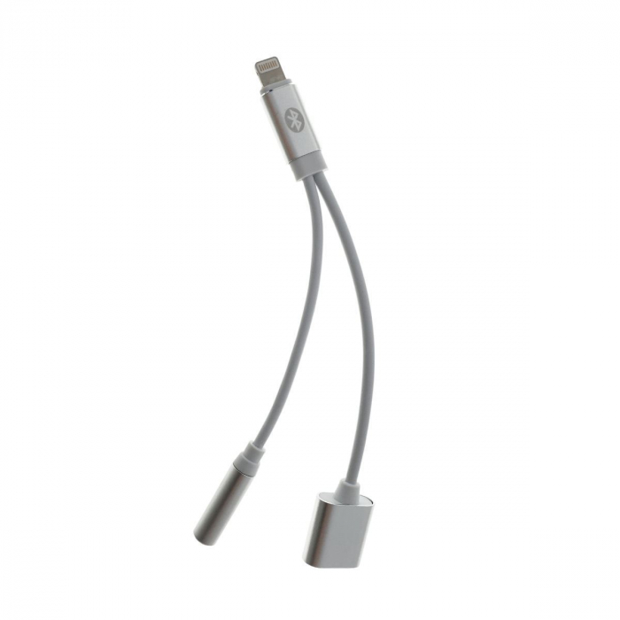 Cablu adaptor 3in1 lightning la jack 3.5mm, incarcare lightning si bluetooth, lungime 10cm [2]