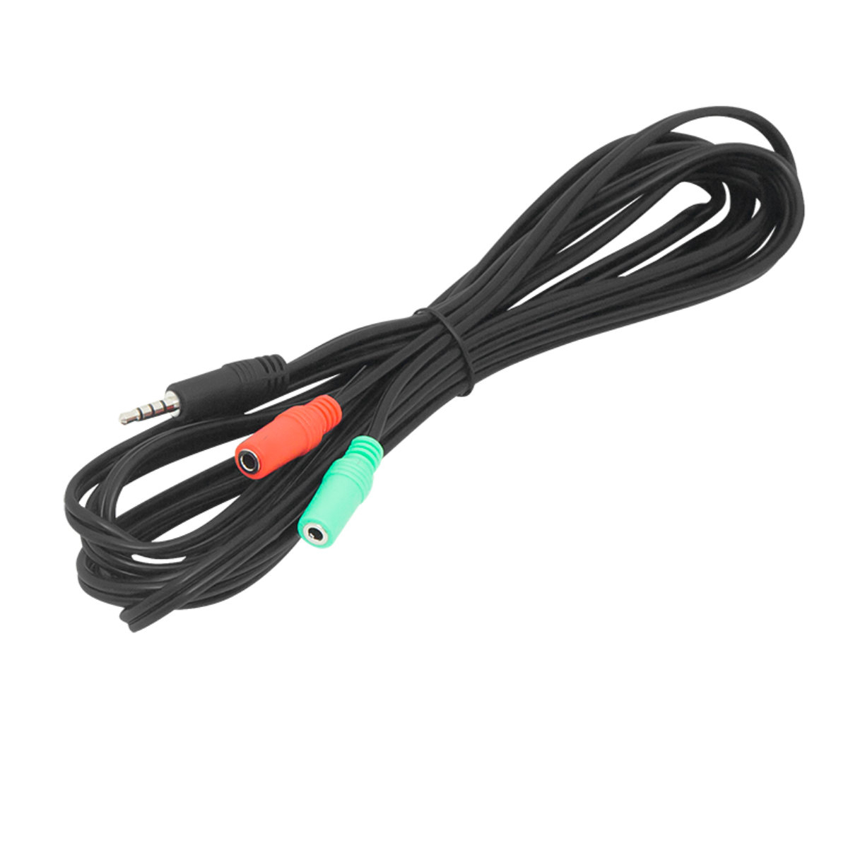 Cablu adaptor audio Jack 3.5 mm tata 4 pini la 2 x Jack 3.5 mm 3 pini mama, 3.5m lungime, negru [1]