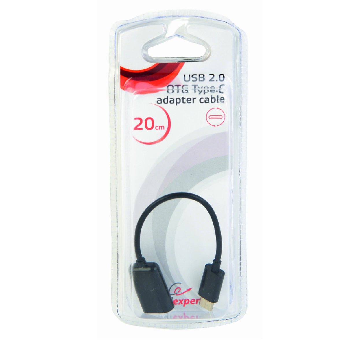 Cablu adaptor OTG USB 2.0 mama la USB tip C tata, Cablexpert 10011, lungime 20 cm, in blister, negru [6]