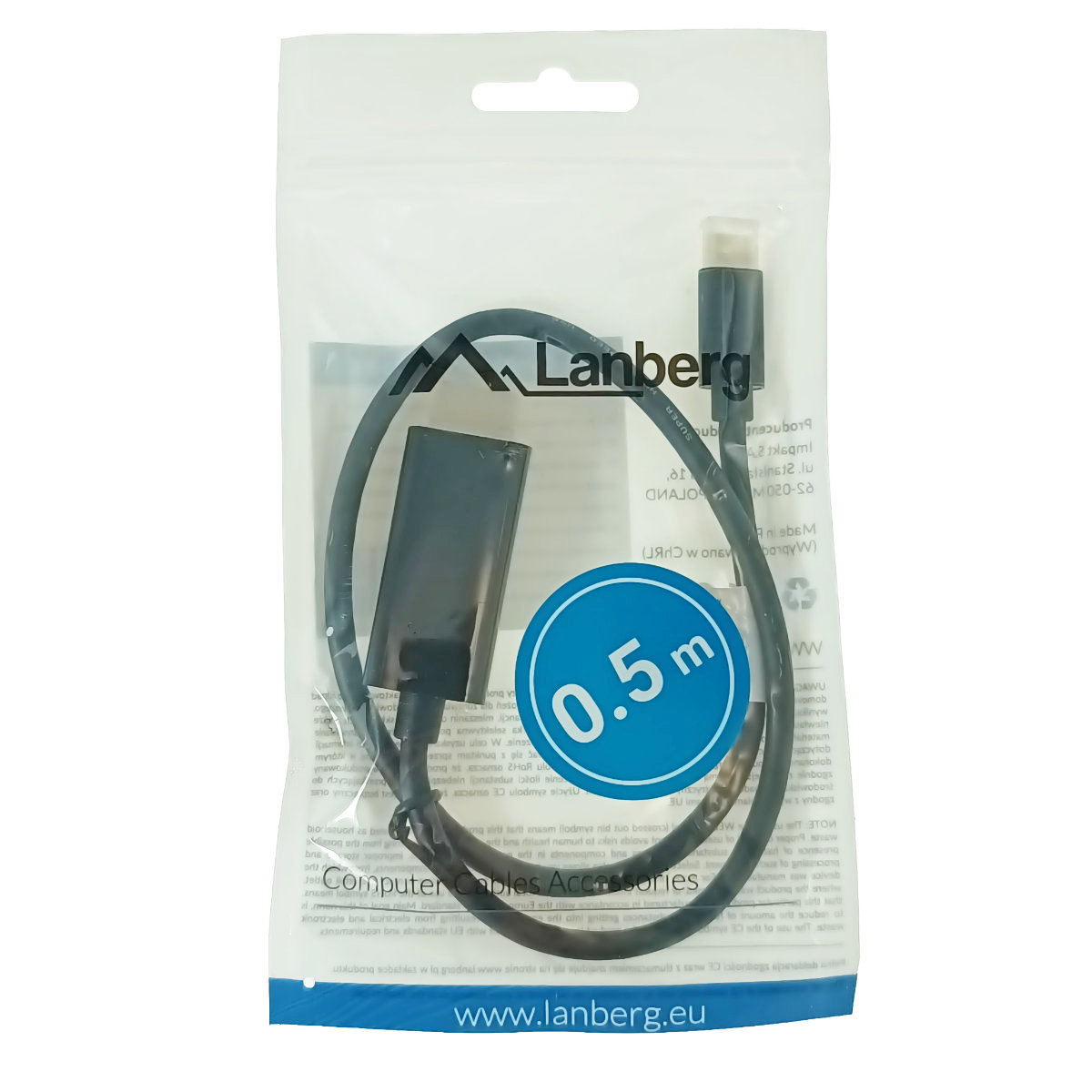 Cablu adaptor USB-C tata la HDMI tata, USB 3.2 gen.2, HDMI 2.0, Lanberg 43675, FHD-144Hz, 4K-60Hz, 18Gb/s, 50cm, negru [5]