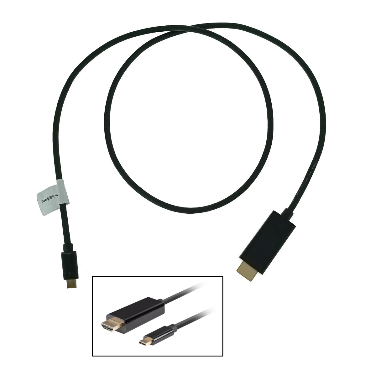 Cablu adaptor USB-C tata la HDMI tata, USB 3.2 gen.2, HDMI 2.0, Lanberg 43676, FHD-144Hz, 4K-60Hz, 18Gb/s, 100cm, negru [3]