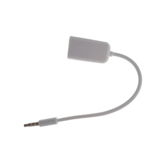 Cablu audio adaptor Jack 3.5mm 4 pin tata la 2 x Jack 3.5mm 3 pin mama, lungime 10cm, alb [3]