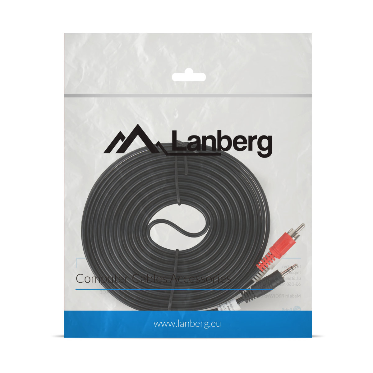 Cablu audio jack 3.5 mm 3 pin tata la 2 x RCA, 5 m, Lanberg 41404, stereo, negru [6]