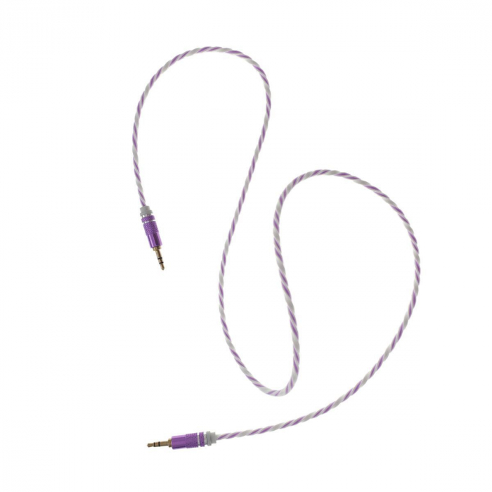 Cablu Audio jack 3.5mm tata - jack 3.5mm tata,stereo,1m,siliconic,alb cu mov [3]