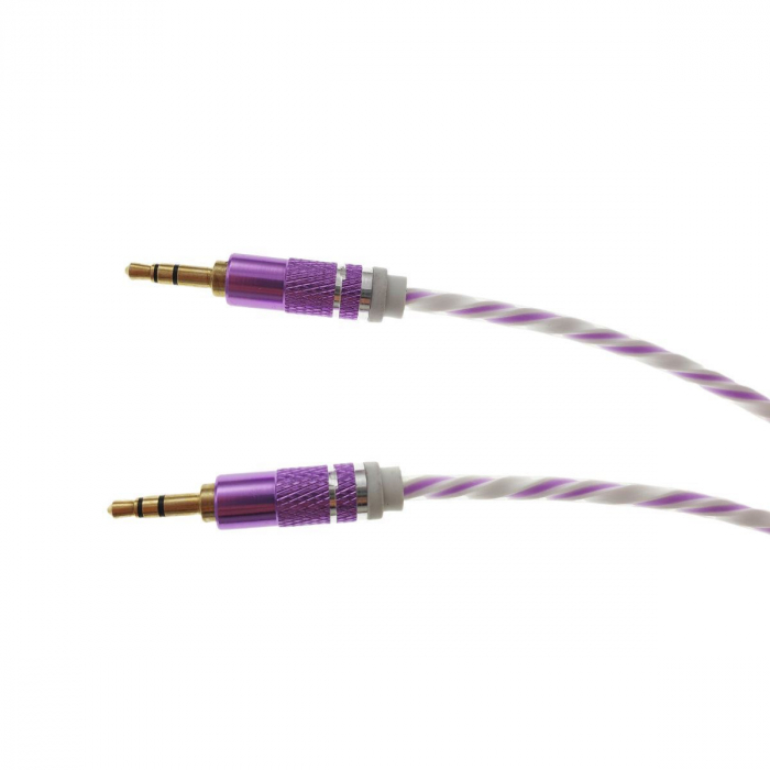 Cablu Audio jack 3.5mm tata - jack 3.5mm tata,stereo,1m,siliconic,alb cu mov [2]