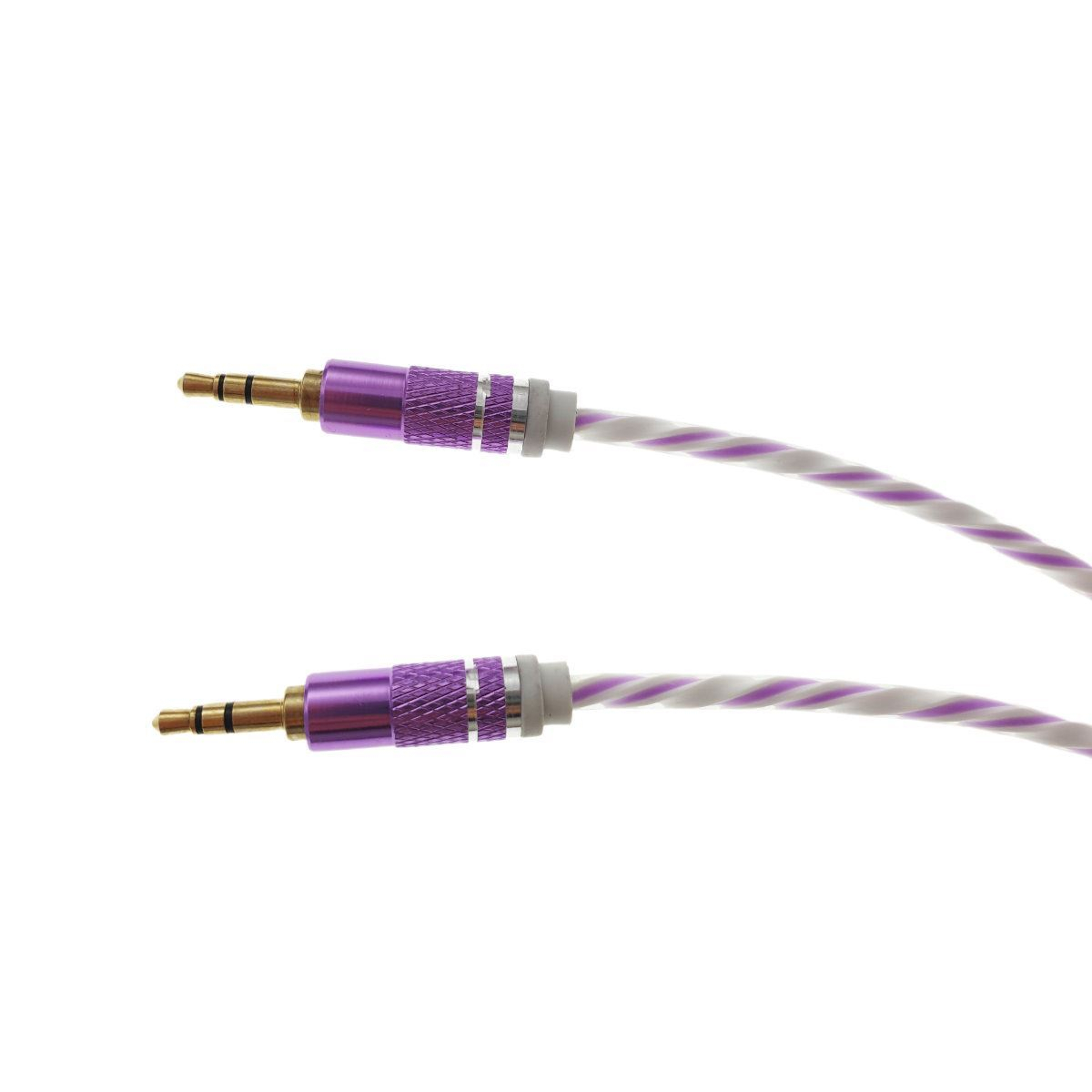 Cablu Audio jack 3.5mm tata - jack 3.5mm tata,stereo,1m,siliconic,alb cu mov [6]