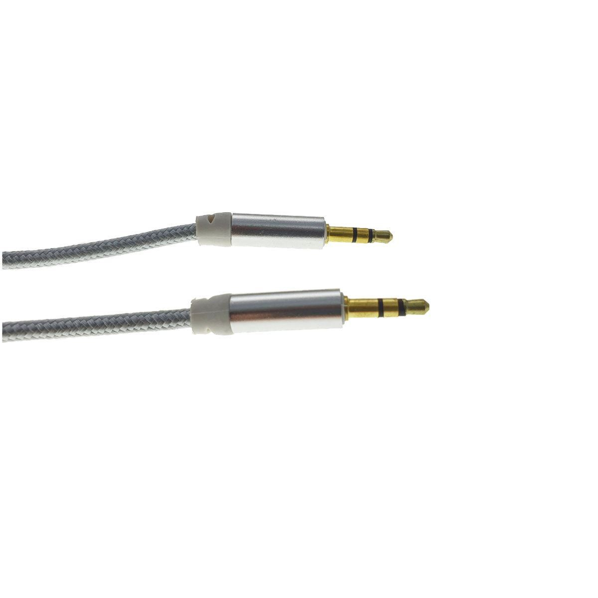 Cablu audio jack 3.5mm tata la jack 3.5mm tata, stereo, 100cm, invelis textil, argintiu [8]