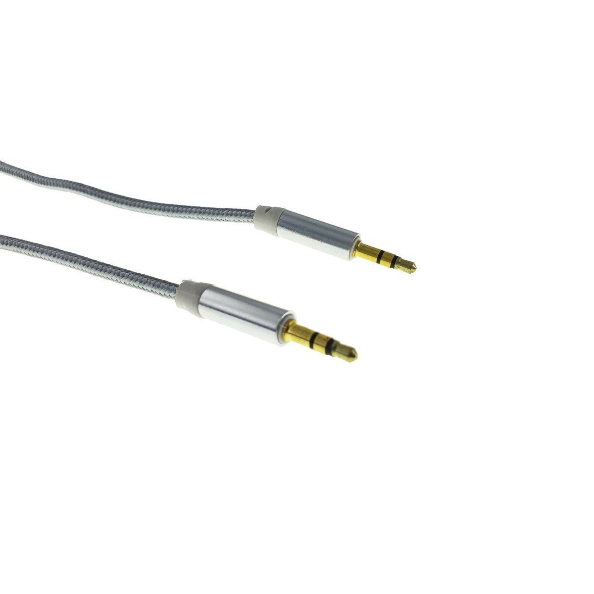 Cablu audio jack 3.5mm tata la jack 3.5mm tata, stereo, 100cm, invelis textil, argintiu [6]