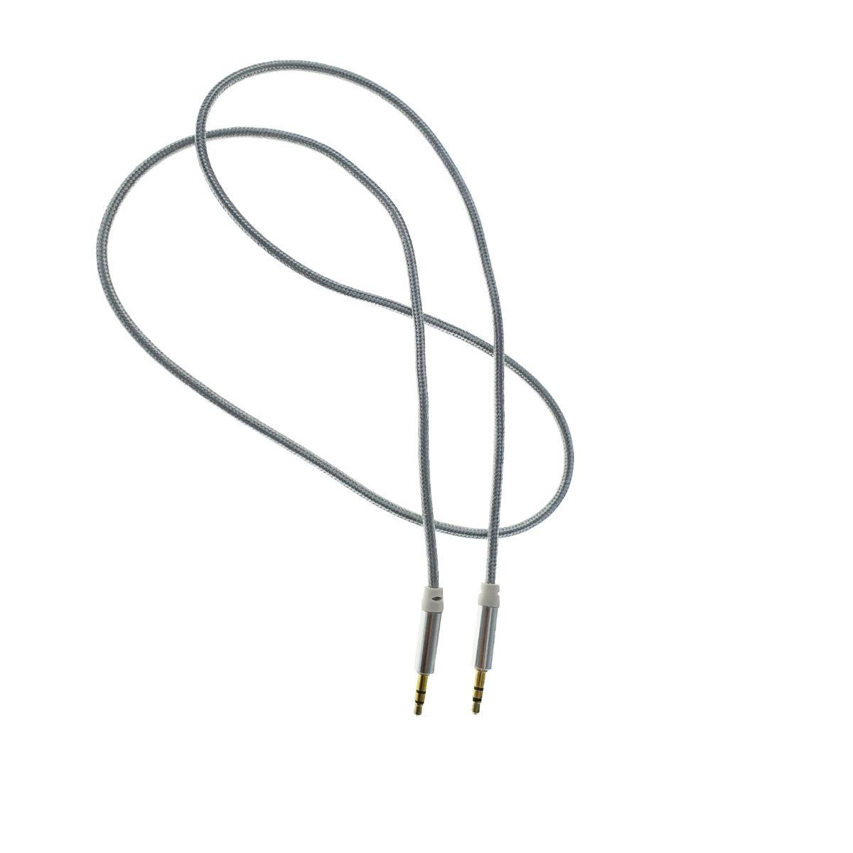 Cablu audio jack 3.5mm tata la jack 3.5mm tata, stereo, 100cm, invelis textil, argintiu [7]