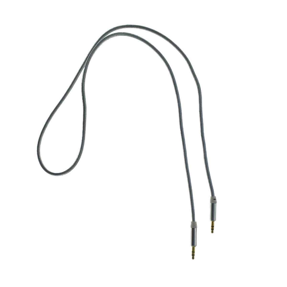 Cablu audio jack 3.5mm tata la jack 3.5mm tata, stereo, 100cm, invelis textil, argintiu [5]
