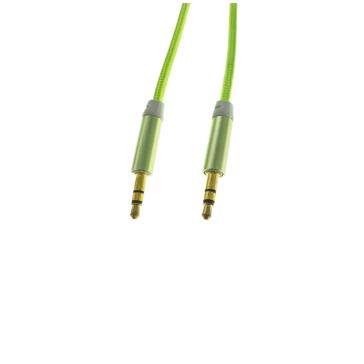 Cablu audio jack 3.5mm tata la jack 3.5mm tata, stereo, 100cm, invelis textil, verde fluorescent [3]