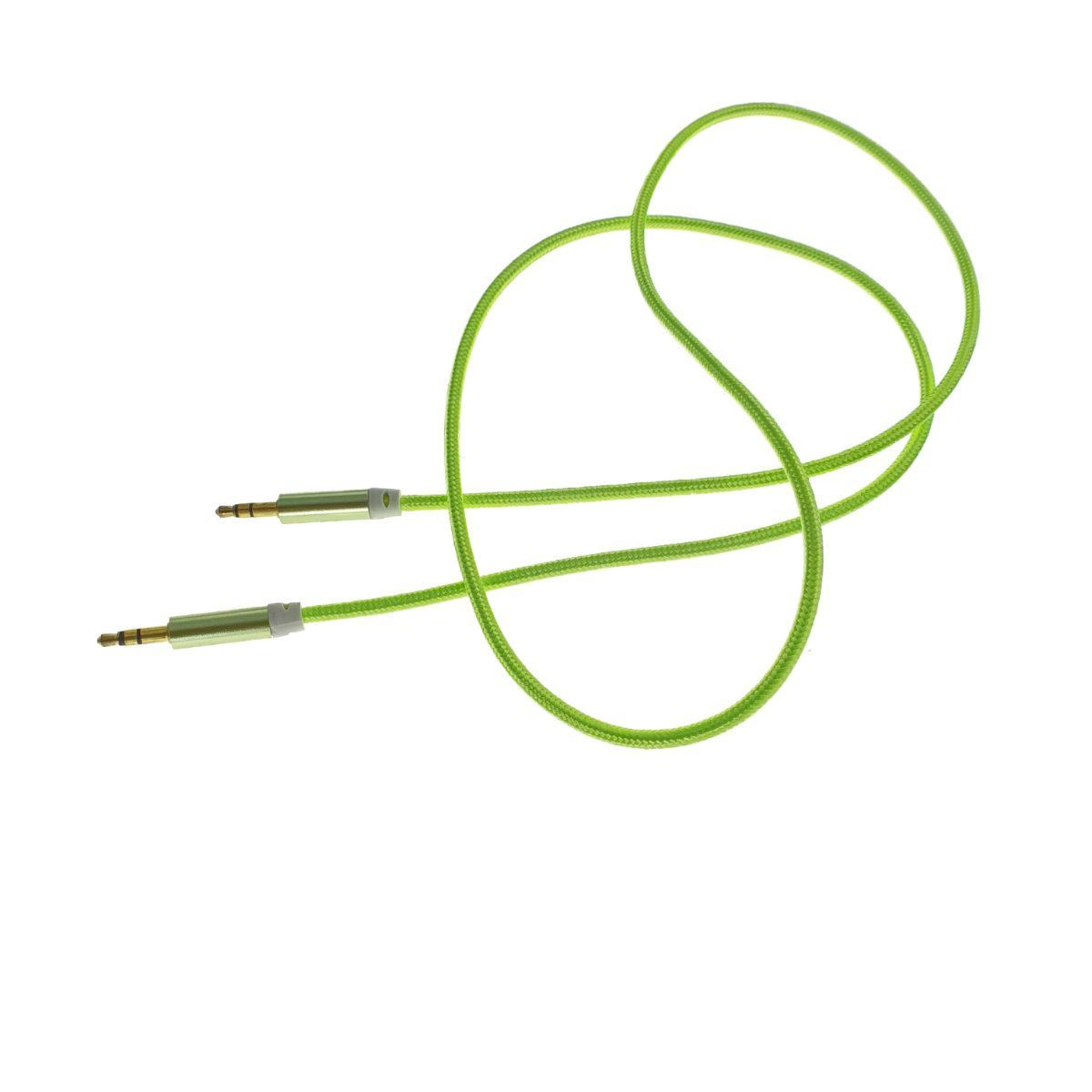 Cablu audio jack 3.5mm tata la jack 3.5mm tata, stereo, 100cm, invelis textil, verde fluorescent [4]