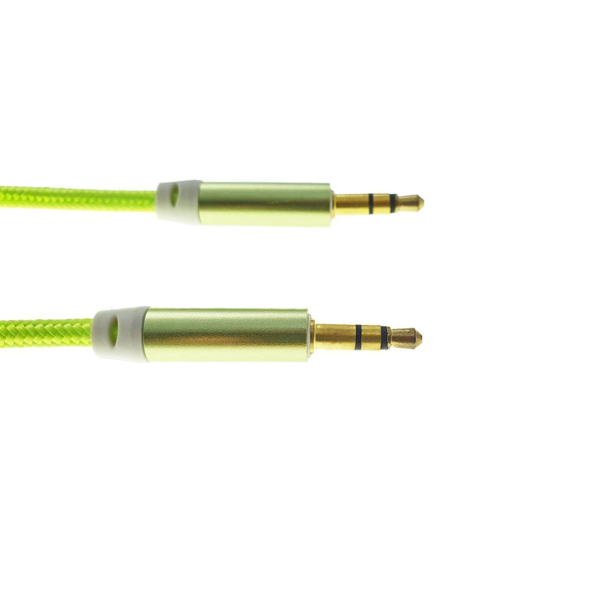 Cablu audio jack 3.5mm tata la jack 3.5mm tata, stereo, 100cm, invelis textil, verde fluorescent [2]
